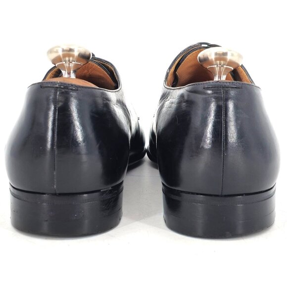 Vintage A. Testoni Men's 8 Italian Black Calf Leather Dress Shoe Cap-toe Oxfords - Picture 6 of 16